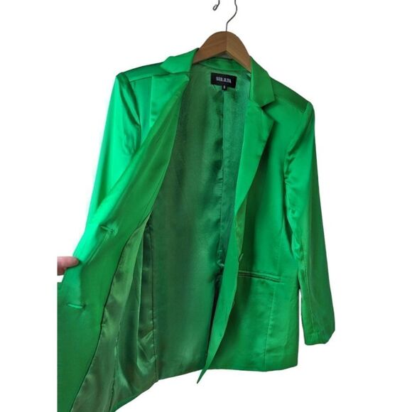 Ser.o.ya Silk Electric Green Motlee Street-to-Event Blazer Sz S NWOT - Picture 8 of 14